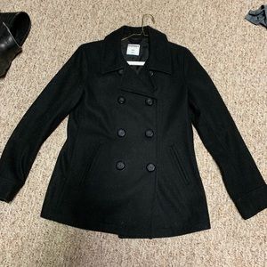 thick black pea coat